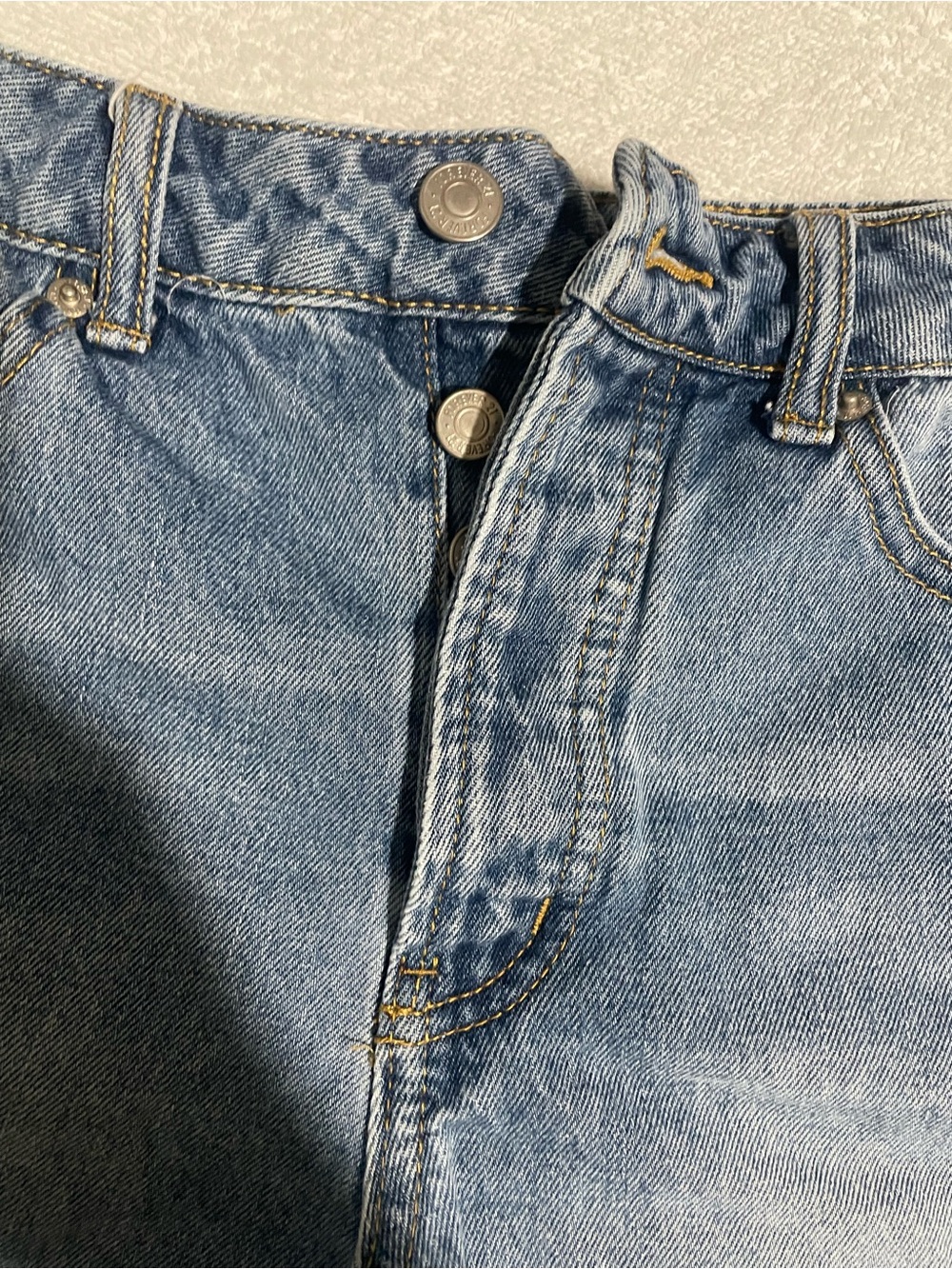 Forever 21 Light Blue Button-Fly Denim Shorts